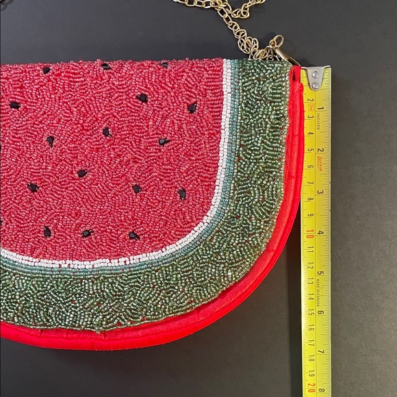 LULU Watermelon Beaded Crossbody Chain Strap Whimsical Unique Maximalism Bag - Picture 10 of 12